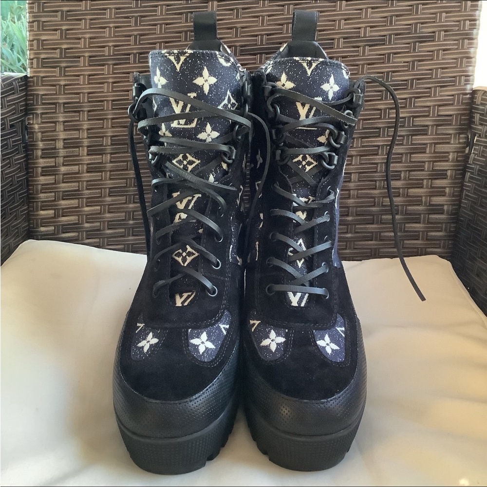 Louis Vuitton Black Boots with Platform Sole
